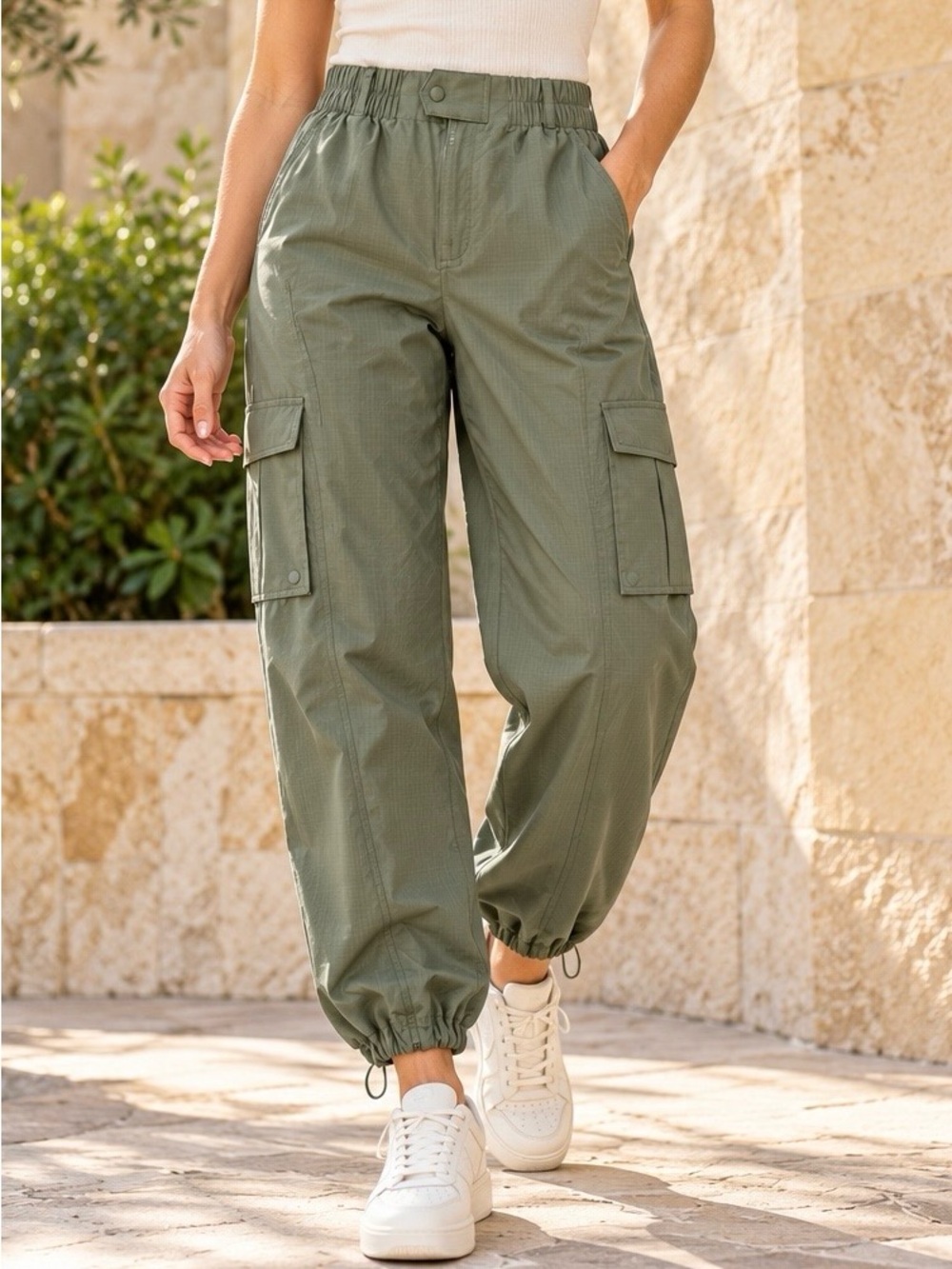 NWT Avia Green Outdoor Ripstop Cargo Pants Women’s S 4-6 Water Repellent